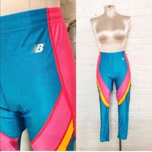 Vintage New Balance Multicolored Striped Leggings.